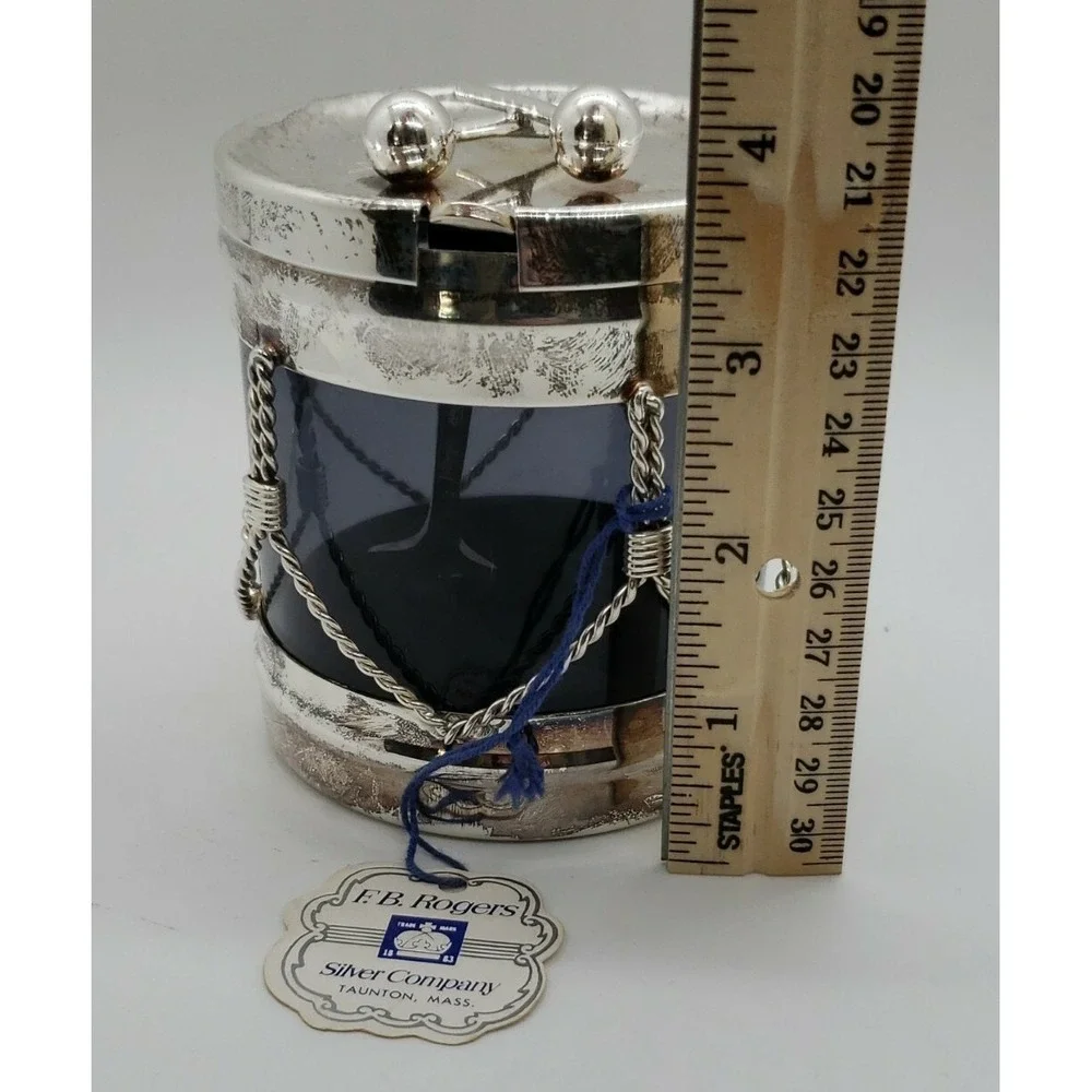 F.B Rogers Silver Co. Drum‎ Jelly Jar -  great for Christmas party serving w/tag